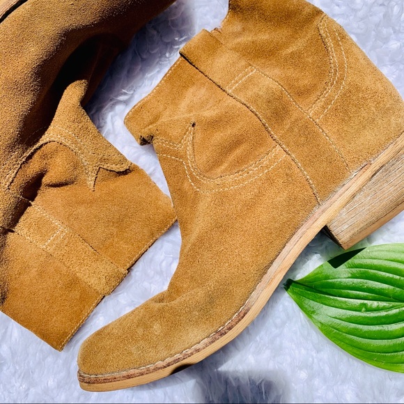 SAM EDELMAN Tan Suede Pull On Booties - Picture 2 of 6